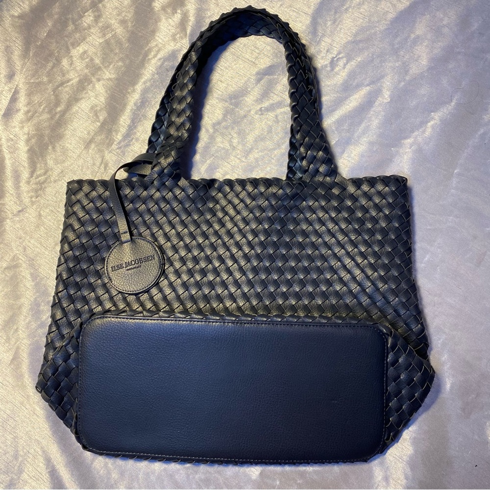 Isle Jacobsen Blue Woven Leather Tote